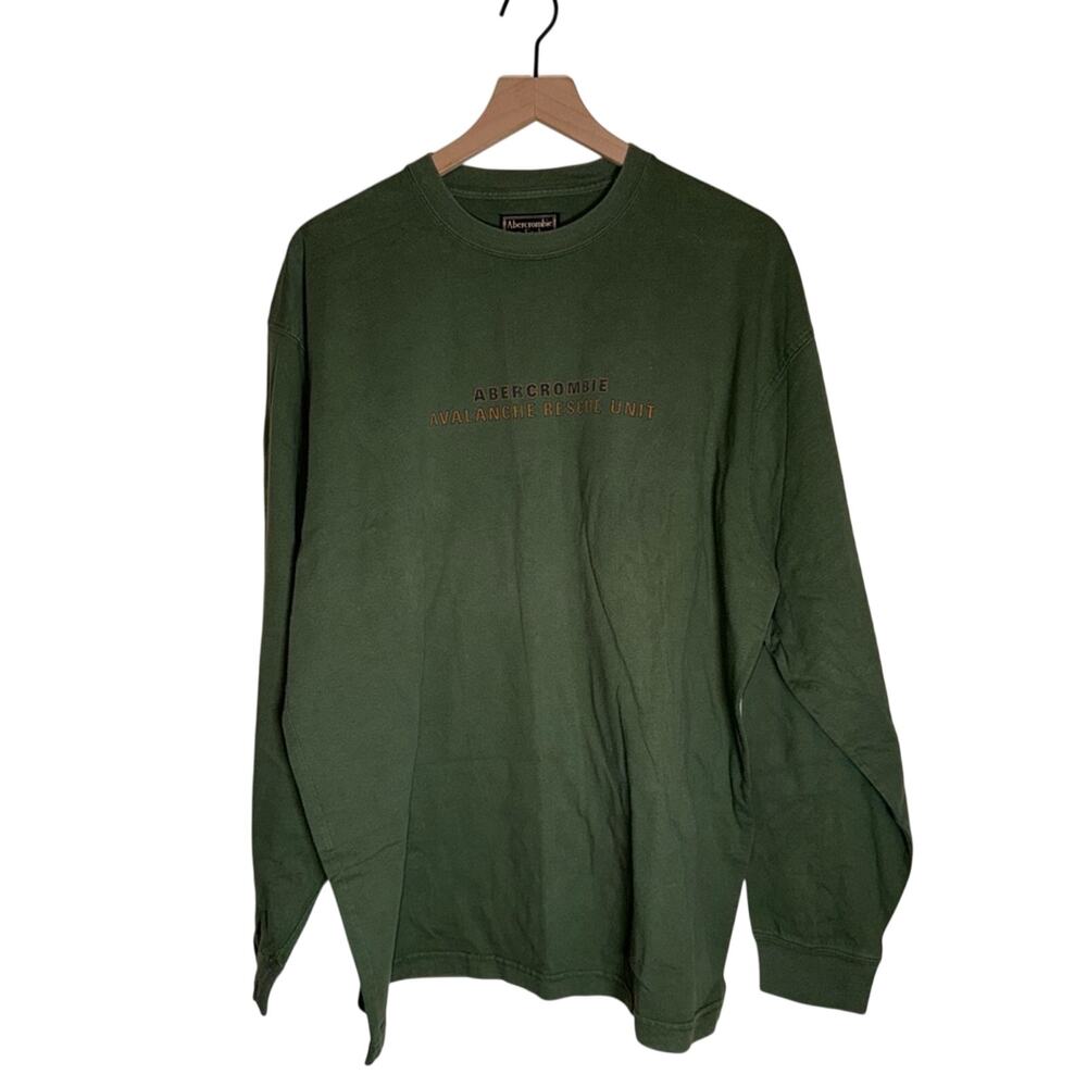 NWOT VNTG ABERCROMBIE mens preppy 90s y2k ski rescue graphic long sleeve tee XL